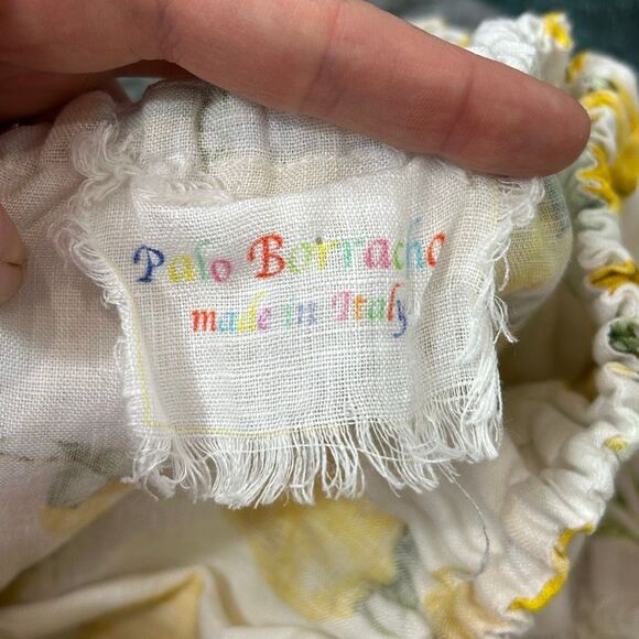 Palo Borracho Crop Top Womens Small Yellow White Lemon Linen Off the Shoulder - Picture 4 of 14